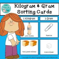 kilogram and gram sorting cards education teaching