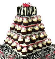 Add Zebra Ribbon To Alternate Platforms And Hot Pink Ribbon For A Contrast Holds Up To 125 Cupcakes Easy Cupcake Recipes Cupcake Stand Cupcake Stand Wedding