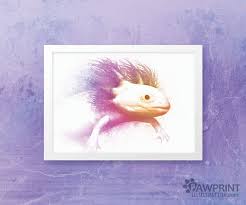 Rainbow Axolotl Print Digital Art Watercolor Animal Painting Colorful Poster Gift Multicolor Wall Art Blue Pink Orange Water Dragon Dessin