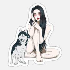 Fantasy Husky nackte Frau Vamp Wölfe Wolf' Sticker | Spreadshirt