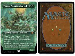 Titania, Protector of Argoth BORDERLESS from Modern Horizons 2 Magic the  Gathering MTG Proxy Card with Recessed Hologram