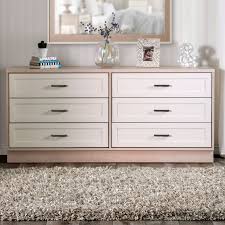 64 w four drawer dresser modern plinth style base solid wood raw walnut. Furniture Of America Caldera Mid Century Modern Cream 6 Drawer Dresser Overstock 32301001