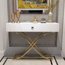 White Black Console Table With Drawer Entryway Table Contemporary For Hallway X Gold Base In 2020 Console Table Decorating Entrance Table Decor White Console Table