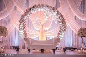 Majestic Indian Wedding Reception Mandap Wedding Reception Backdrop Wedding Hall Decorations Indian Wedding Decorations Receptions