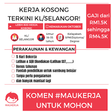 Masukkan email anda untuk mendapatkan informasi terkini dan hebahan jawatan kosong di blog ini Maukerja On Twitter Pengambilan Segera Area Kl Selangor Kerja Kosong Perakaunan Kewangan Oktober 2018 Mohon Sekarang Komen Maukerja Atau Dm Maukerja Https T Co U6kdjnjfof