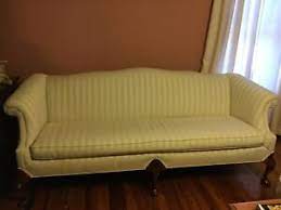 Lb18 the sofa i received was in fine condition, looked just like the photo. leif a little tatty around the edges, it came was a chip in one of the legs that was easily covered up probably good for the price point, but a little disappointing to me . Vintage Camelback Queen Anne Sofa Ebay