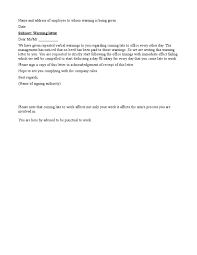 The following problems were documented last month from 00/00/00 to 00/00/00 with verbal warnings provided at the time per human resources' records attached to this letter. Warning Letter For Late Coming Government Politics