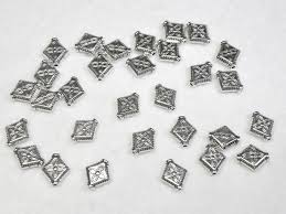 25 Celtic Diamond Spacer Beads Flower Antique Silver Rhombus 10x9mm  PLF8130Y