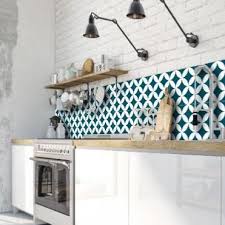 Credence Adhesive Carreaux De Ciment Louison Bleu Canard 40x200cm Vinyle Adhesif Adhesif Carreaux De Ciment Credence Adhesive Carreau De Ciment