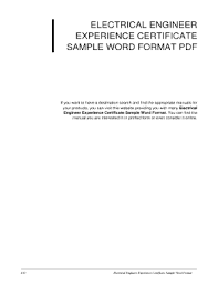 Work Experience Certificate Format For Electrical Engineer Pdf Fill Online Printable Fillable Blank Pdffiller