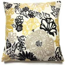Black And White Throw Pillow Covers Two Black White Yellow Gold Taupe Pillow Covers Modern Floral Decorative Toss Throw Accent Pillow Covers 16 Inch Taupe Pillow Decorative Pillow Covers Pillows