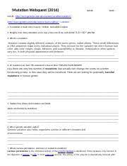What is the effect of a mutation in the hox gene? Mutation Webquest 2016 1 Docx Mutation Webquest 2016 Name Date Link 1 Course Hero