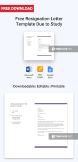 Free Resignation Letter Template Due To Study Pdf Word Doc Google Docs Apple Mac Pages Outlook Job Application Letter Template Reference Letter Template Employment Reference Letter
