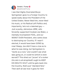 Donald Trump Responds to Bruce Springsteen Criticism