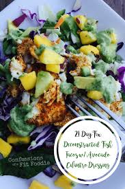 To assemble the tacos, toss the slaw with the vinaigrette until well combined. Deconstructed Fish Tacos With Avocado Cilantro Dressing Confessions Of A Fit Foodie