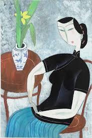 Hu Yongkai Chinese B 1945 A Lady Seated Chinese Folk Art Chinese Art China Art