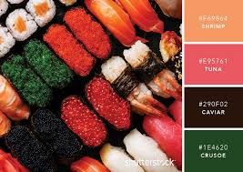 101 Color Combinations To Inspire Your Next Design Sushi Color Palette Brand Color Palette Flat Color Palette Color