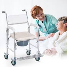 Homcom Personal Mobility Assist Waterproof Commode Shower Transport Medical Rolling Chair Aosom Com Rolling Chair Restaurant Chairs For Sale Commode