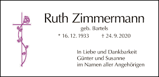 Traueranzeigen von Ruth Zimmermann