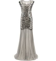 Silver 1920s Dresses Long Great Gatsby Party 20s Inspired Flapper Jaoswish 1920s Inspired Dresses 1920s Dress Vintage Dresses