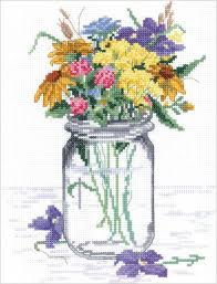 We're always looking for cute new patterns to stitch and frame or sew into pillows we've gathered a fun list with patterns depicting flowers, birds, kitchen conversions, and houseplants. Janlynn Wildflower Jar Counted Cross Stitch Kit Cotton Multi Colour 20 3 X 25 5 X 0 1 Cm Amazon Co Uk Kitchen Home