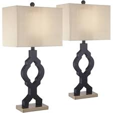 99 list list price $22.48 $ 22. 360 Lighting Modern Table Lamps Set Of 2 Classic Moroccan Black Off White Rectangular Fabric Shade For Living Room Family Bedroom Target