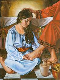 Woman washing jesus feet coloring sheet woman washes jesus feet. Woman Washing The Feet Of Jesus Painting By Ann Marie Campbell