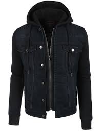 Le3no Mens Vintage Long Sleeve Denim Jean Jacket With Fleece Hoodie Denim Jacket Men Men S Coats And Jackets Black Denim Vest