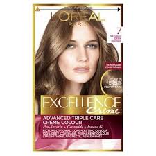 Dark blonde hair colour often has highlights and lowlights to give it depth and shimmer. L Oreal Excellence Hair Colourant Natural Dark Blonde 7 Lloydspharmacy