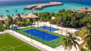 The service line is 21 ft from the net. Tennis Court Hurawalhi