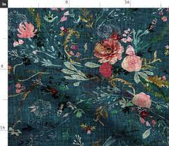 The largest birds measure approximately five inches by two inches. Amazon Com Spoonflower Fabric Fable Floral Teal Green Extra Large Boho Botanical Roses Print Printed On Upholstery Velvet Fabric By The Yard Upholstery Home Decor Bottomweight Apparel