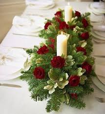 Double Christmas Table Arrangement M S Christmas Flower Arrangements Christmas Floral Arrangements Christmas Arrangements