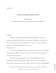 This example essay was provided to a students in kaplan university to assist them with completing their own paper. Https Peer Asee Org Lessons Learned From Capstone Projects Pdf