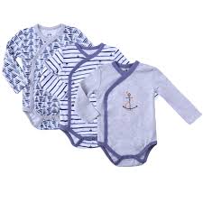Clothes Baby Kimono Side Snap Onesies Boy Long Sleeve Bodysuit Blue Walmart Com