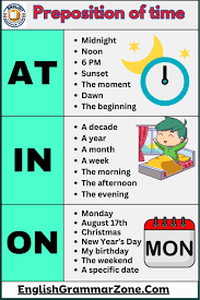 Preposition Of Time At, In, On, Examples