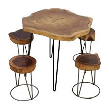 The alcohol evaporates quickly and doesn't add moisture to the wood. 77 Off From The Source From The Source Custom Raw Rustic Wooden Table And Stools Tables