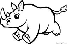 Download Baby Rhino Running Coloring Page Coloringall