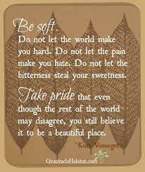Be Soft Do Not Let The World Make You Hard Quote Be Soft Do Not Let The World Make You Hard Visit Us At Www Gratitudehabitat Com Inspirational Words Words Quotes Inspirational Quotes