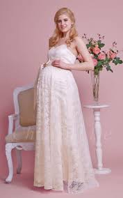 Elegante, festliche kleider oder lange kleider aus fliessendem stoff, der die figur gekonnt umschmeichelt. Elegante Umstandsmode Brautkleid Schwanger Empire Lang Champagner Spitze Mit Jacke Gurtel