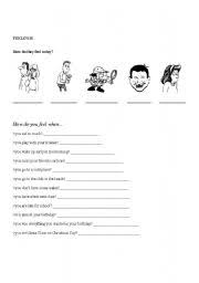 Make spaghetti string worksheet with feelings: Feelings Esl Worksheet By Nanda83