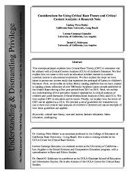 This conceptual paper explores how critical race theory (crt) in education can be utilized with a critical content analysis (cca) of children's we provide a set of guidelines for researchers to use in their own critical race analyses of children's literature and use an example of how these guidelines. Critical Race Theory And Literature Research Papers Academia Edu