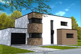 Maison Cubique En Enduit Et Parties En Bardages Bois Maison Cubique Maison Permis De Construire