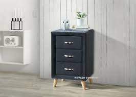Alicia Fabric 3 Drawer Bedside Table Upholstered Grey Black Velvet Cabinet Ebay