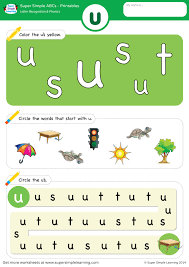 Write about ten letters on a piece of paper for each child. Letter Recognition Phonics Worksheet U Lowercase Super Simple