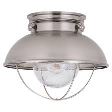 By adding flush mount ceiling lights to your space, you'll enjoy warmth, glow, and fine design. Sea Gull Lighting Sebring 1 Light Brushed Stainless Outdoor 9 25 In Ceiling Fixture 8869 98 The Home Depot