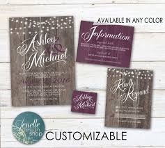 Rustic Wedding Invitations Any Color Rustic Plum Invitation Etsy Rustic Purple Wedding Plum Wedding Invitations Wedding Invitations Rustic Country