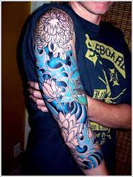 Japanese kanji water tattoo design, with different japanese flowers. 25 Japanese Water Tattoo Designs Quarter Sleeve Tattoos Water Tattoo Tattoos