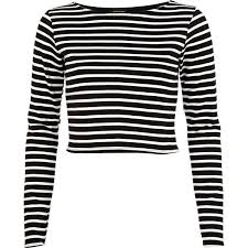 Black And White Striped Long Sleeve Shirt Outfit River Island Black And White Striped Crop Top Found On Polyvore White Striped Crop Top White Long Sleeve Shirt Outfit Black And White Crop Tops