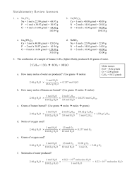30 grams water to mol = 1.66525 mol. Ws 4 Stoichiometry Review Answers