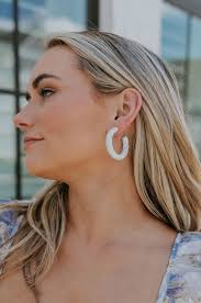 Myra White Iridescent Hoop Earrings